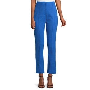 DVF Cobalt Blue Mid-Rise Linen Skinny Pants
